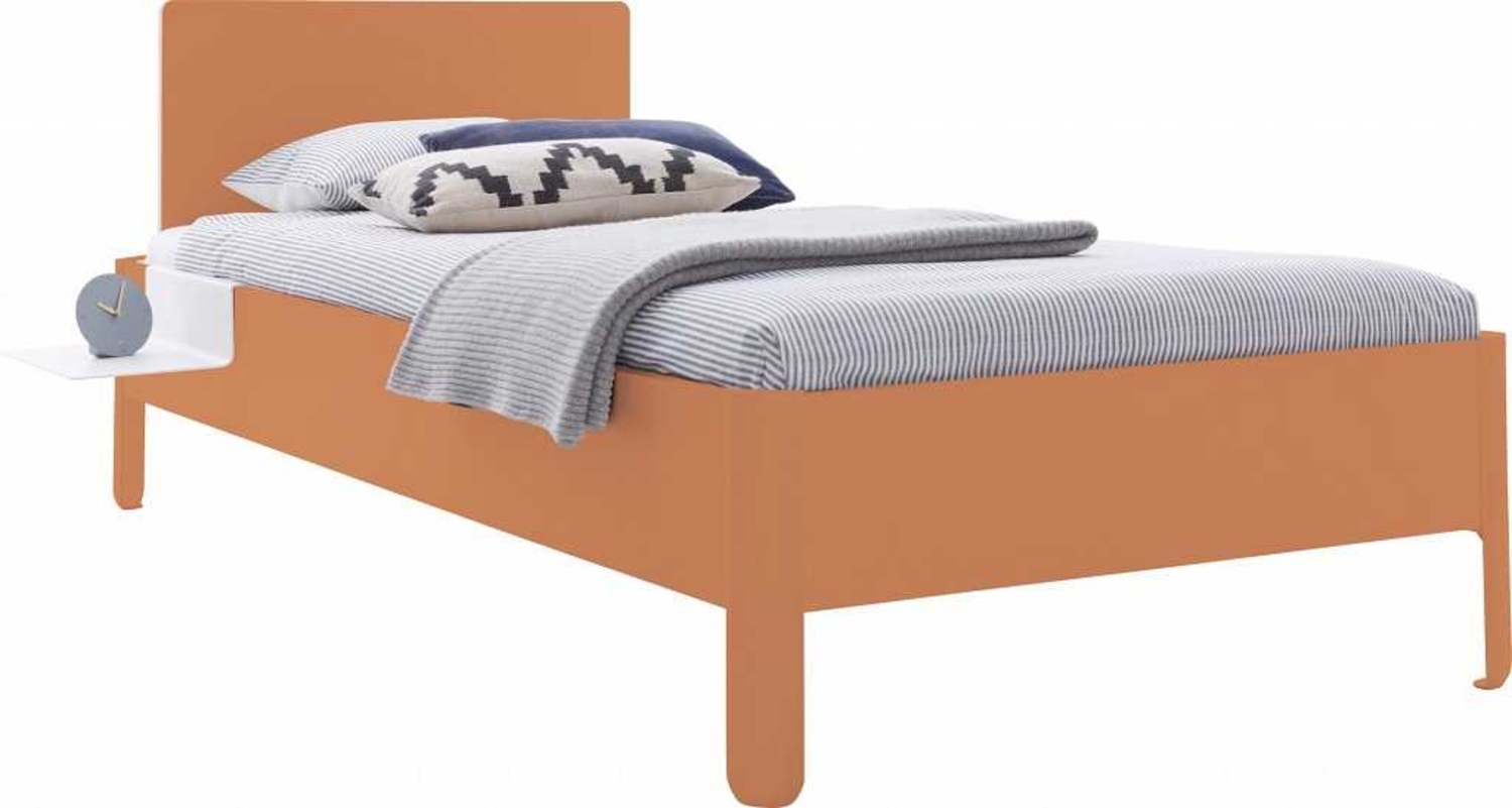 NAIT Einzelbett farbig lackiert 100 x 220cm Mit Kopfteil Apricotbraun Bild 1