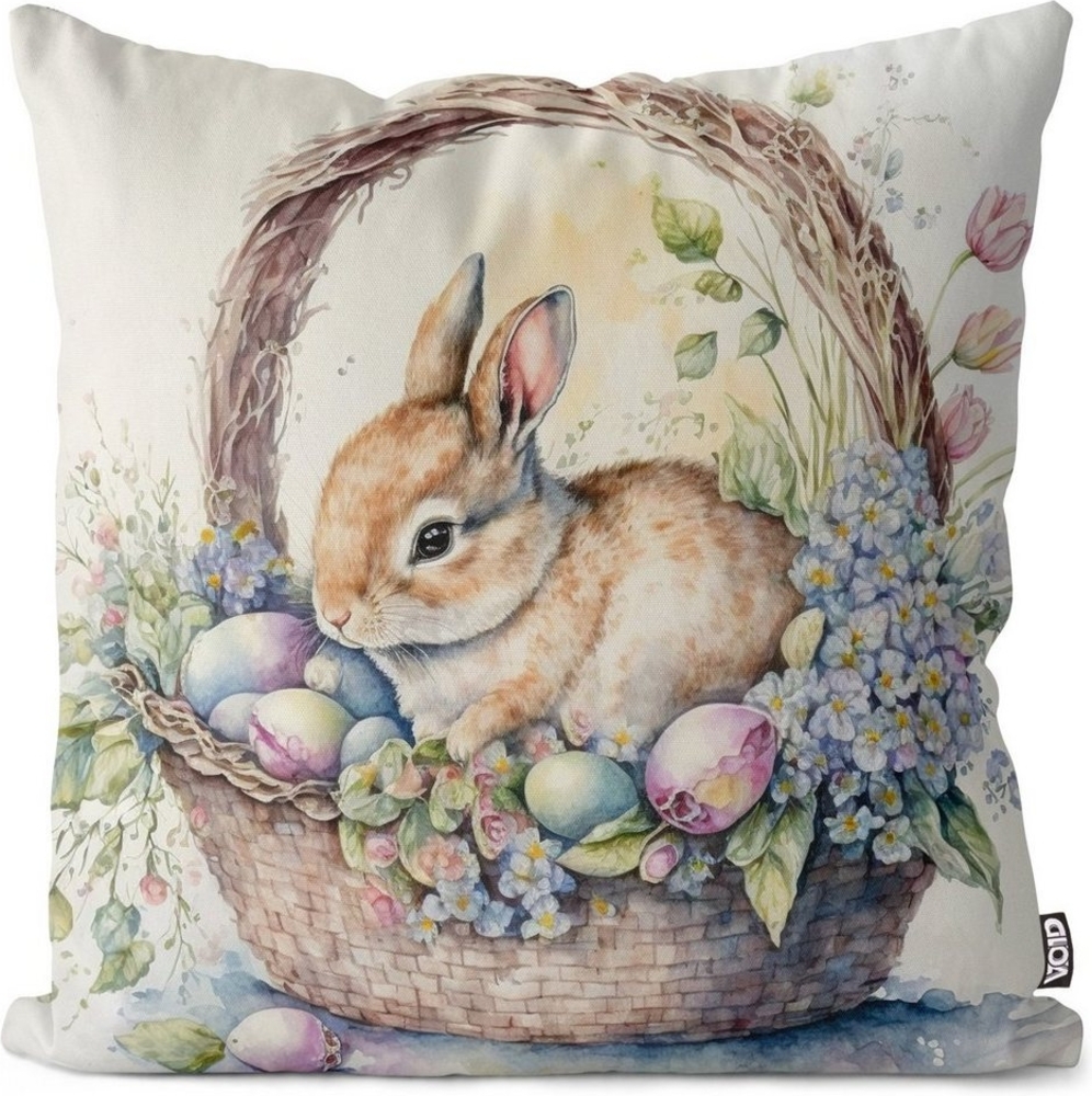 VOID Kissenbezug, (1 Stück), Kleiner Hase Osterkorb 40x40 Sofakissen Polyester Kissen Geschenke Os Bild 1