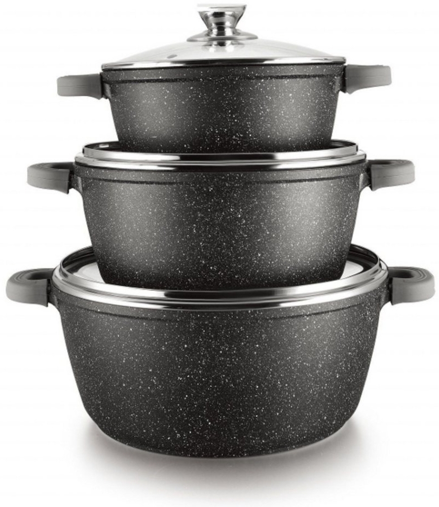 6-tlg Kochtopfset mit Deckel ø36cm/ø40cm/ø44cm - geeignet für alle Herdarten Bild 1