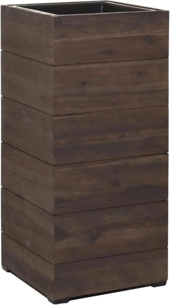 VIVANNO Pflanzkübel Holz BLOCK Säule, Braun Maserung 32x32x75 cm Bild 1