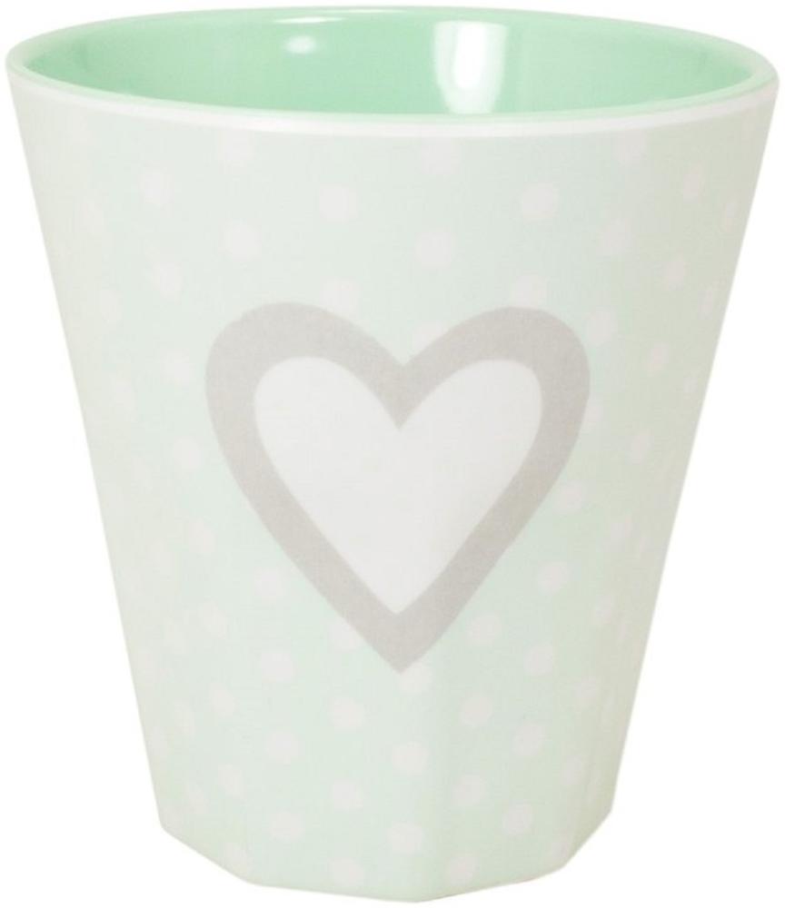 MEA LIVING Melamin Becher Tasse 250 ml HERZ mint Camping Kinder Tasse Geschirr Bild 1