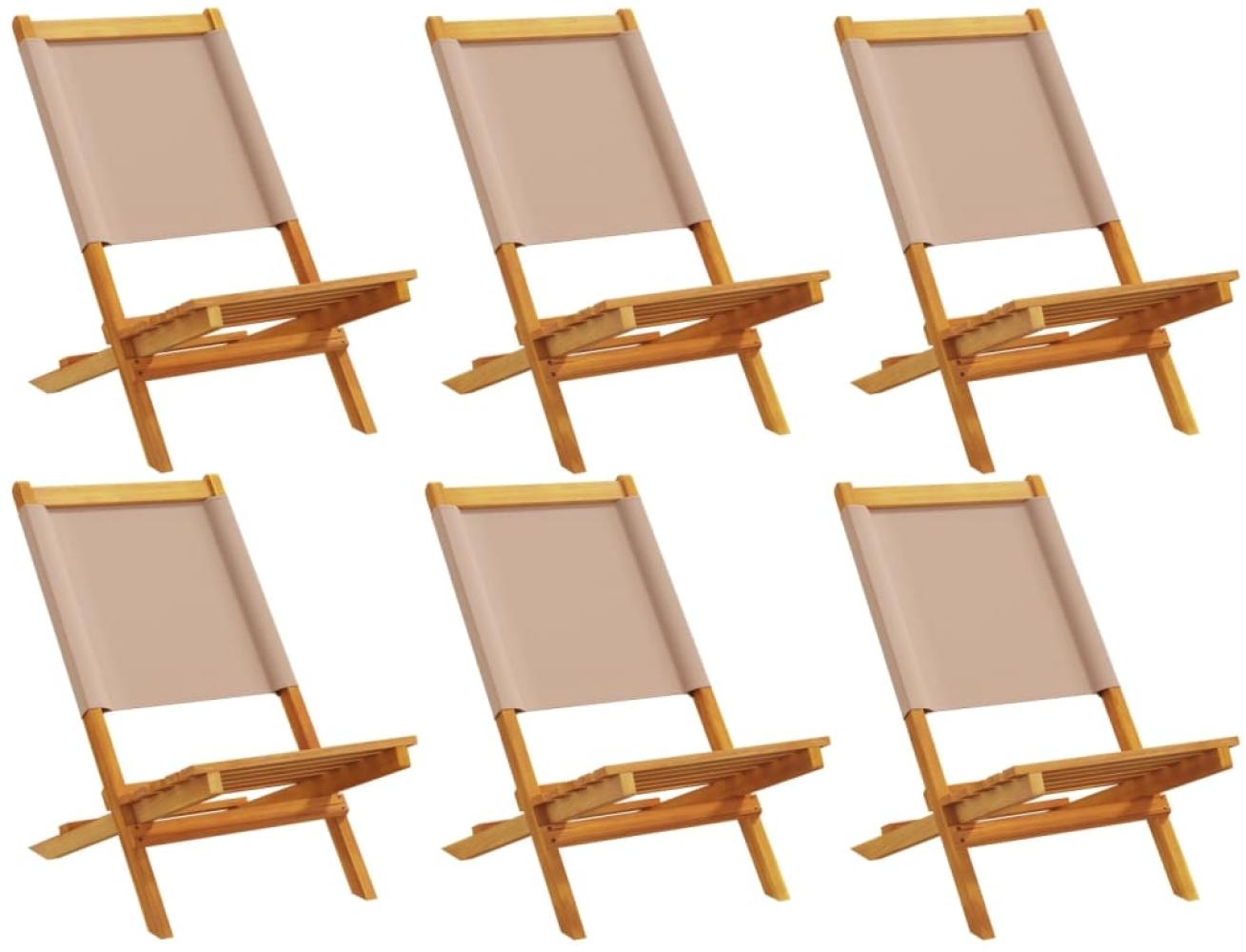 vidaXL Gartenstühle 6 Stk. Klappbar Taupe Stoff und Massivholz 3214644 Bild 1