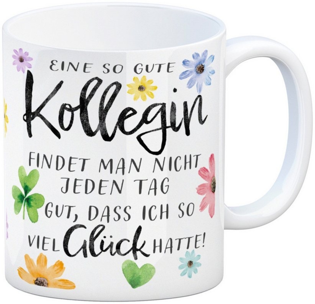 speecheese Tasse Blumen Kaffeebecher mit Spruch Glück gehabt mit toller Kollegin Bild 1