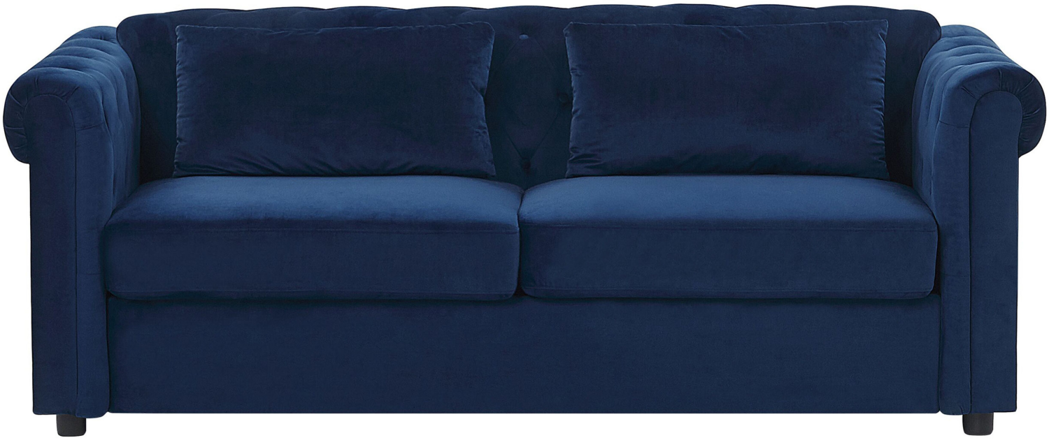 Schlafsofa 3-Sitzer Samtstoff kobaltblau CHESTERFIELD Bild 1