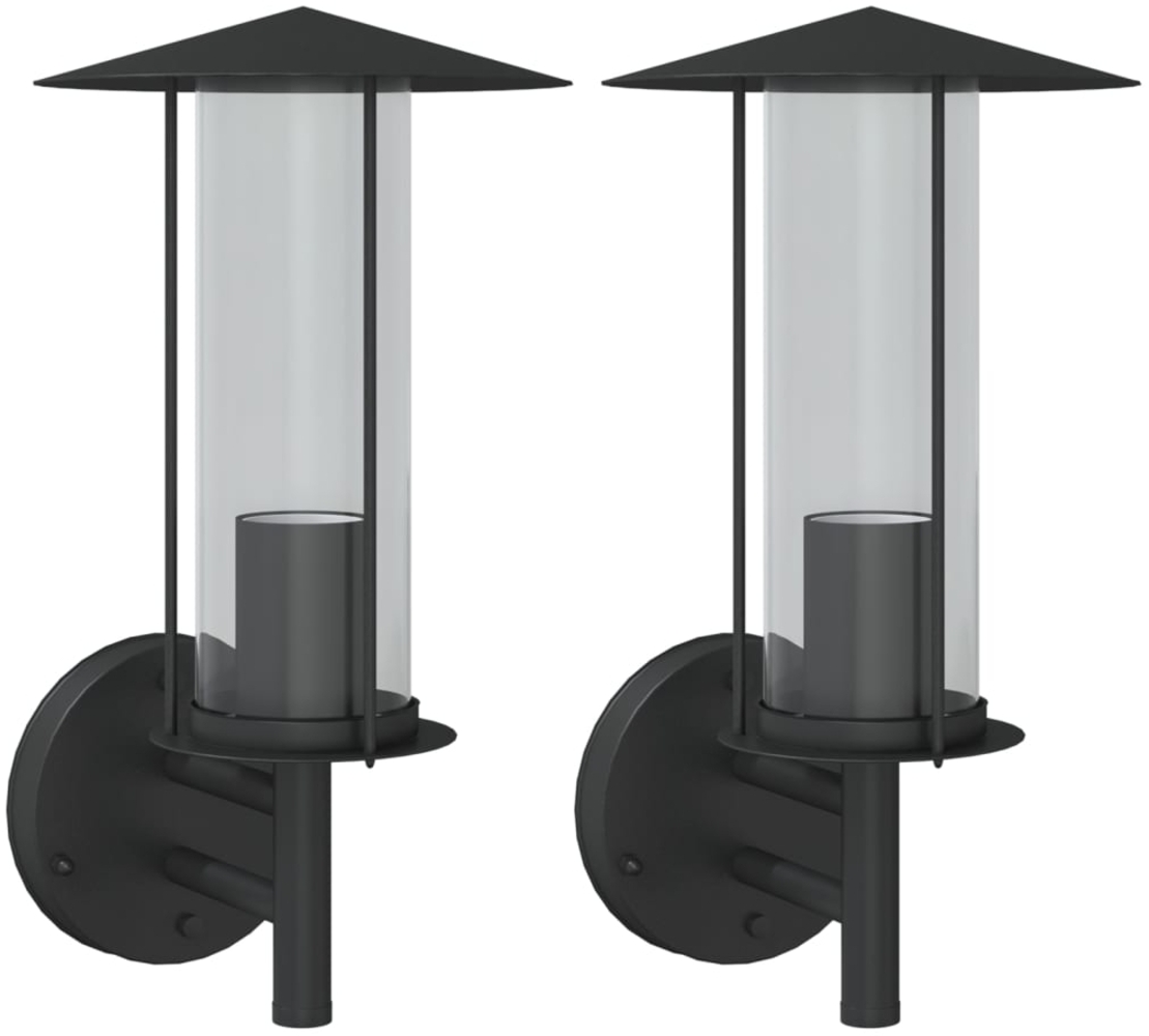 vidaXL Außenwandleuchten 2 Stk. Schwarz Edelstahl 4006247 Bild 1