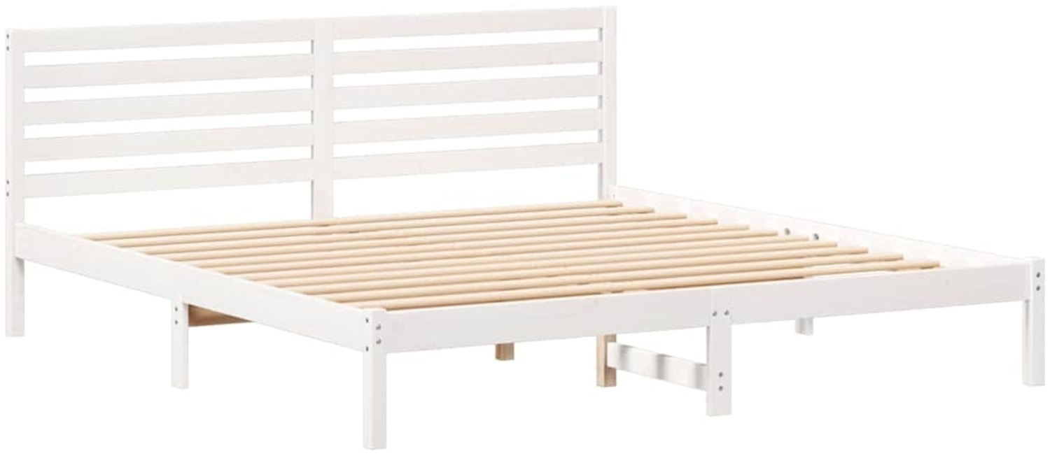 vidaXL Bettrahmen mit Kopfteil Weiß 180 x 200 cm Massives Kiefernholz 872279 Bild 1