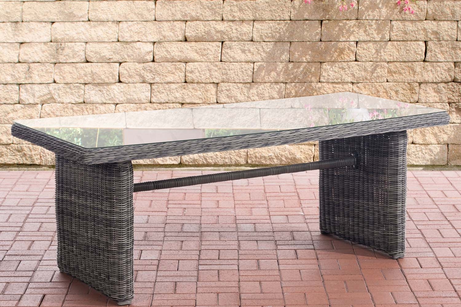 CLP Polyrattan Tisch Fontana XL 200 x 90 cm,grau-meliert Bild 1