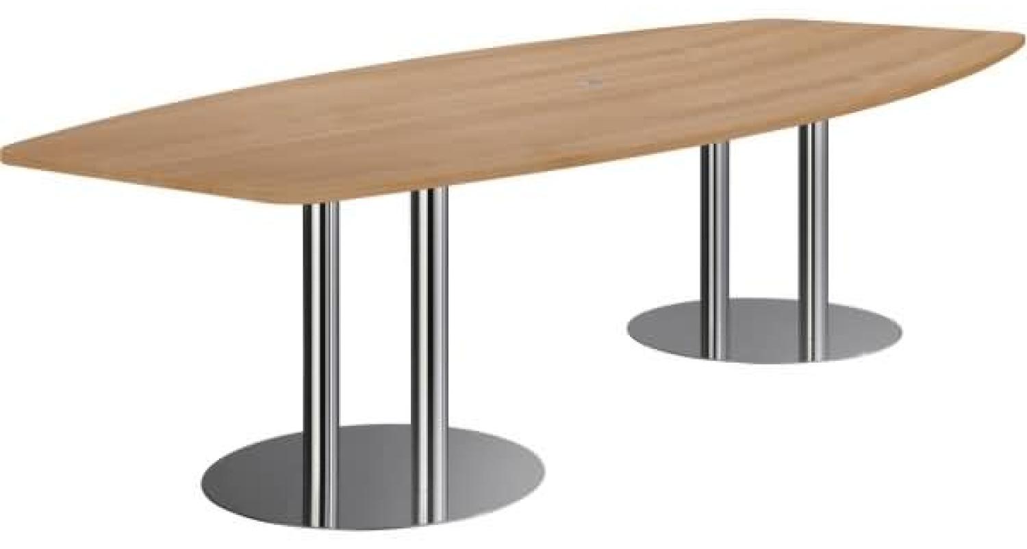 Konferenztisch KT28S 280x130cm Säulenfuß Nussbaum Gestellfarbe: Chrom Bild 1