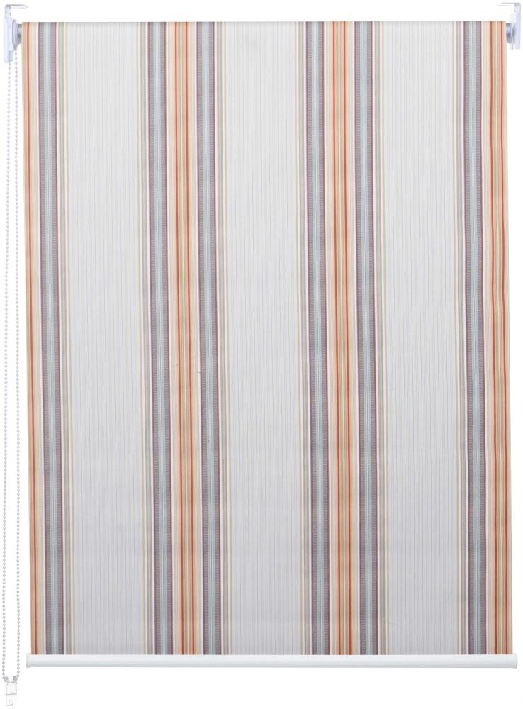 Rollo HWC-D52, Fensterrollo Seitenzugrollo Jalousie, 90x160 cm Sonnenschutz Verdunkelung blickdicht ~ grau/braun/orange Bild 1