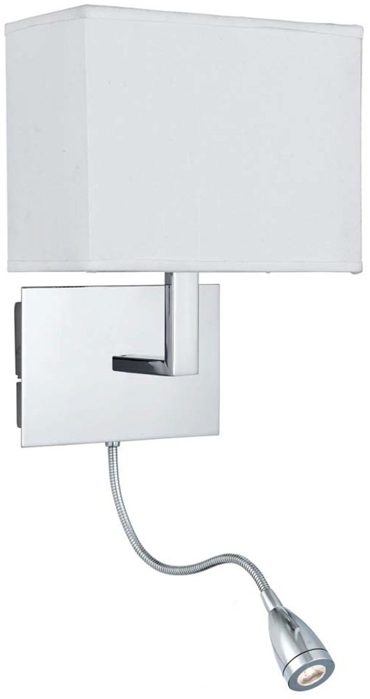 Wandleuchte, Chrom, Flexo-Arm, Textil-Schirm Weiß, WALL Bild 1