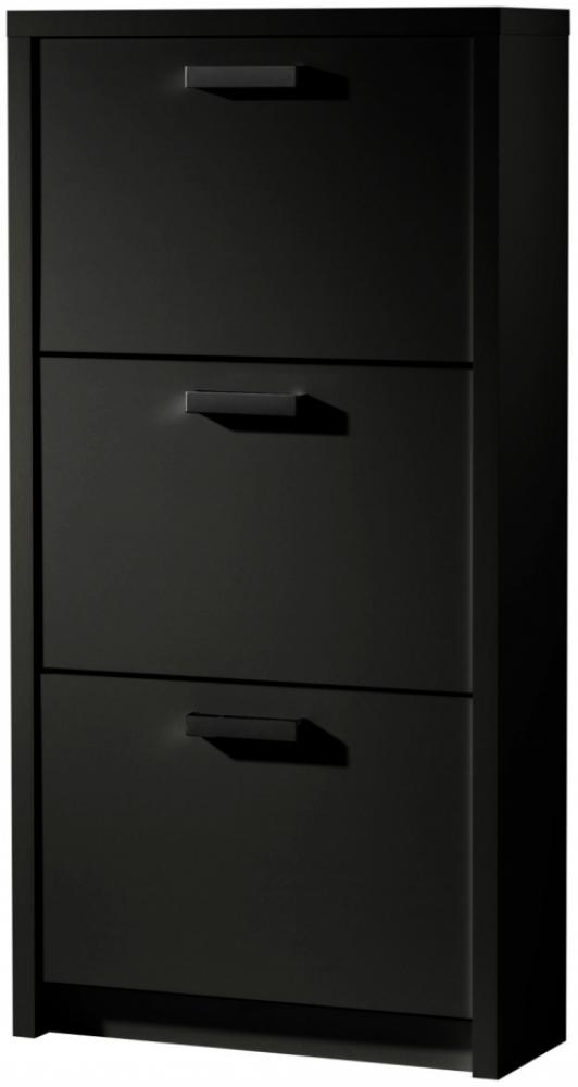 Schuhkipper Schuhschrank Garderobe Doppelwalze ca. 64 x 125 x 24 cm Schwarz Bild 1