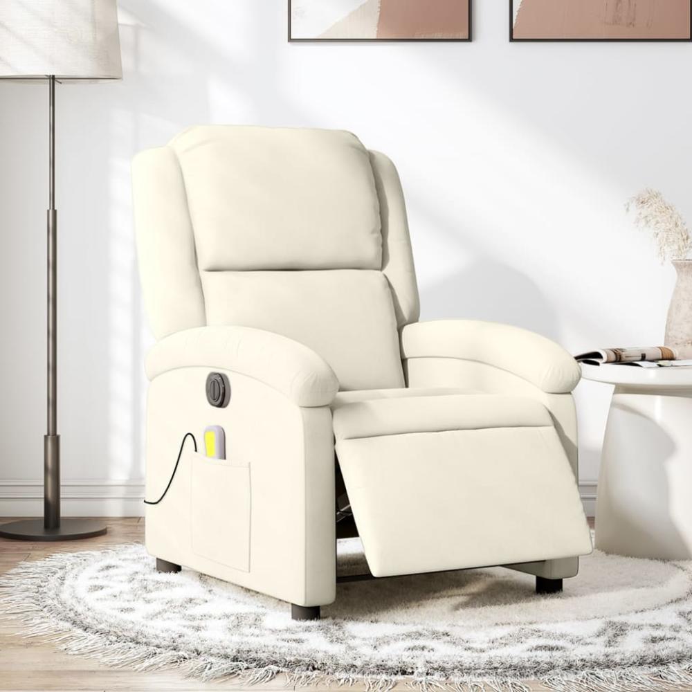 vidaXL Massagesessel Elektrisch Creme Samt 3204298 Bild 1