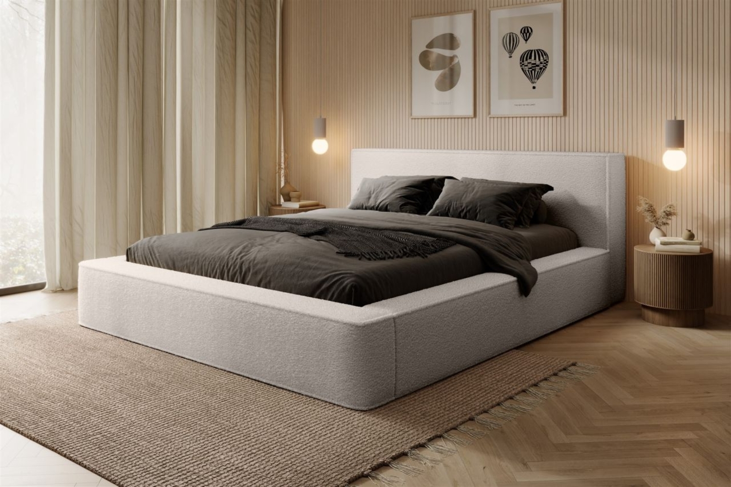 Polsterbett Doppelbett OMAHA 180x200cm Komplettset Stoff Euphoria Creme Bild 1