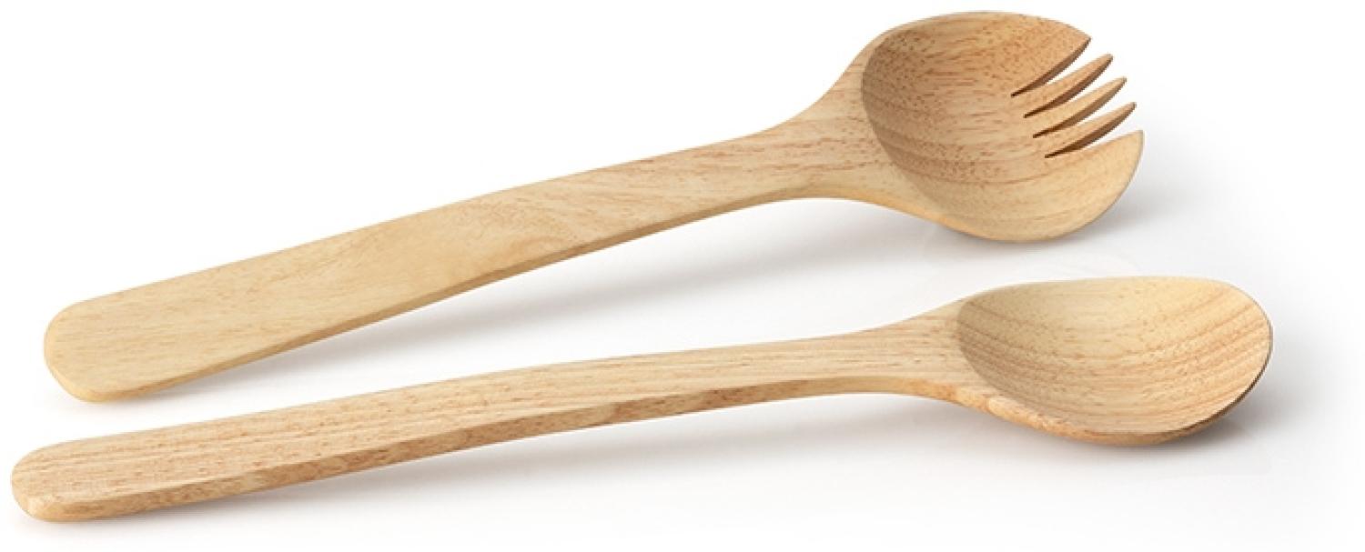 Continenta Salatbesteck, 2-tlg, Salat Besteck, Salatgabel, Salatlöffel, Holzbesteck, Gummibaumholz, L 31 cm, 3228 Bild 1