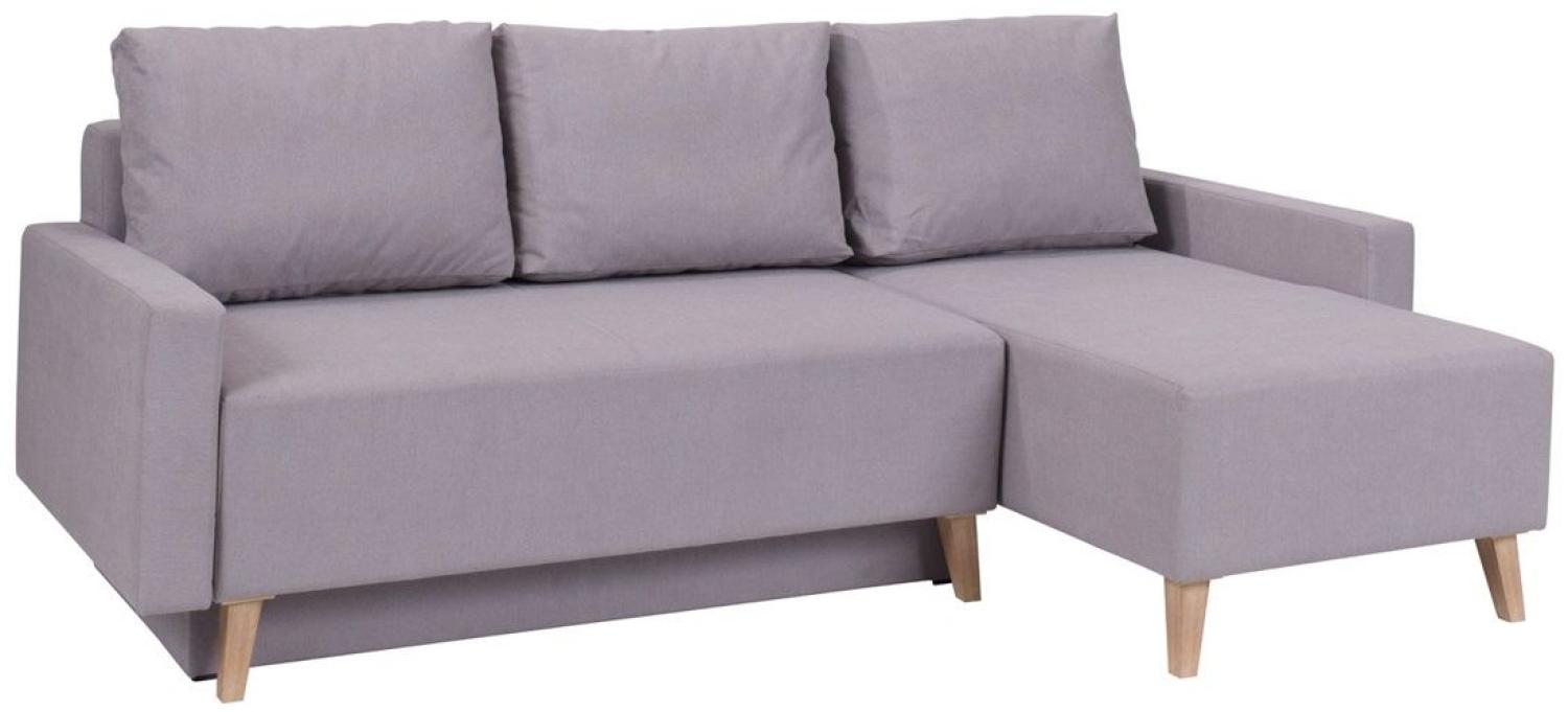 Ecksofa Schlafsofa KALMAR Grau Ottomane Rechts Bild 1