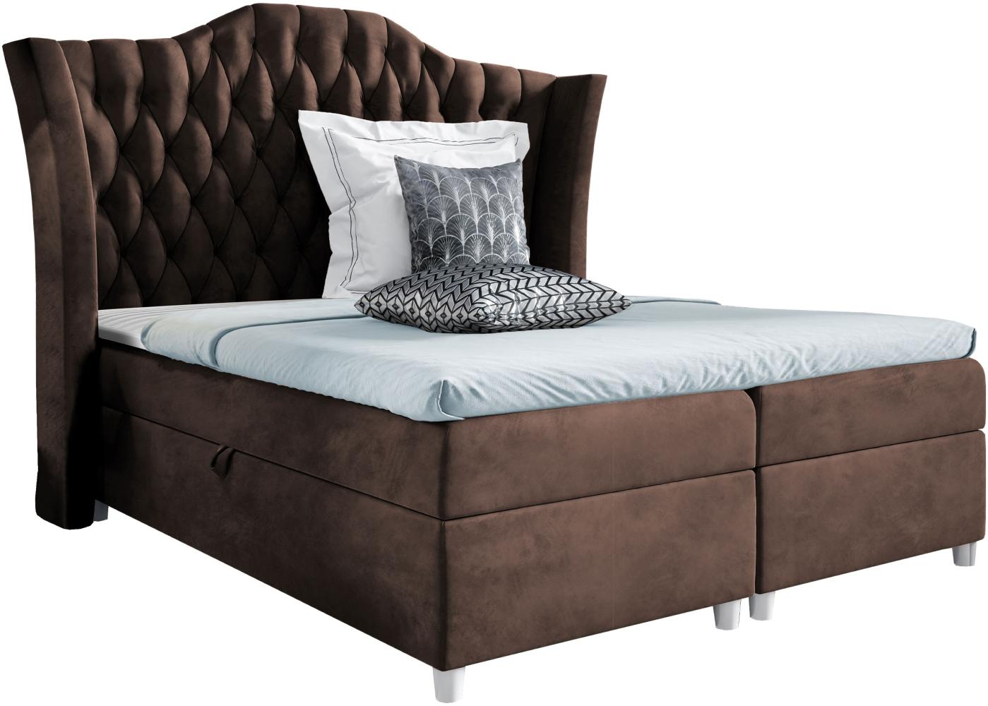 Boxspringbett 'Corigo' braun 140 x 200 cm Bild 1