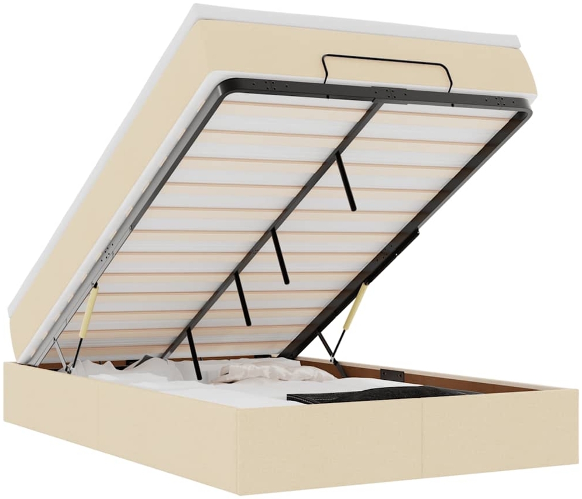 vidaXL Ottoman-Bett mit Matratze Creme 120x190 cm Stoff 3311097 Bild 1