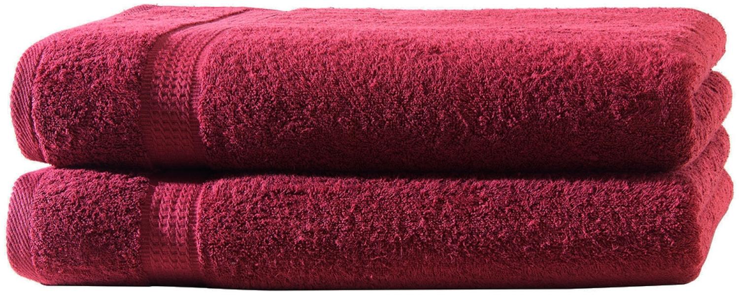 Müskaan - 2er Set Frottee Duschtücher Elegance 70x140 cm 100% Baumwolle 500 g/m² Duschtuch bordeaux Bild 1