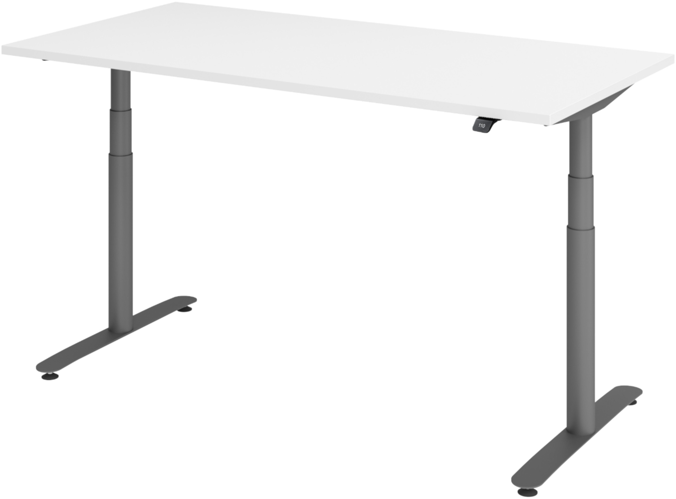 bümö elektrisch höhenverstellbarer Schreibtisch 160x80 cm mit Memory, Bluetooth & App-Steuerung - Schreibtisch höhenverstellbar elektrisch , elektrischer Schreibtisch weiß, Gestell graphit, XDLR-16-W-G Bild 1