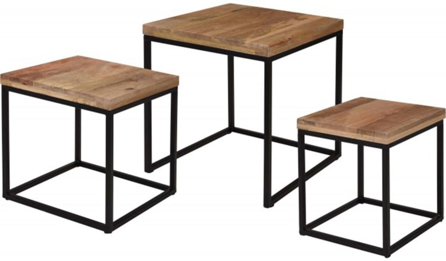 Home&Styling Beistelltisch-Set 3 Stk. Mangoholz Bild 1