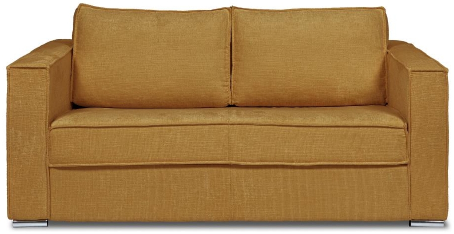 Vente-unique - Schlafsofa mit Matratze 4-Sitzer - Strukturstoff - Senfgelb - Liegefläche 160 cm - Matratze 18 cm - LORETO Bild 1