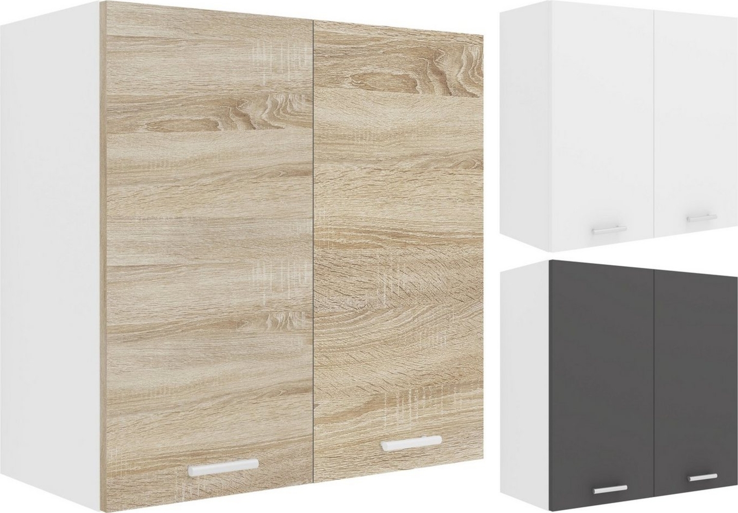 VCM Küchenschrank Breite 60 cm Holztür Hängeschrank Küche Küchenmöbel Esilo Weiß/Sonoma-Eiche Bild 1