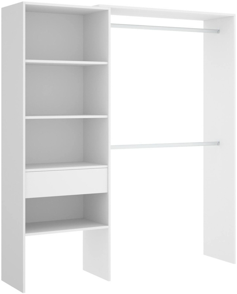 Dmora Großer Kleiderschrank Fauno, Struktur für begehbaren Kleiderschrank, offener Kleiderbügel, 160 x 40 x 187 cm, Weiß Bild 1