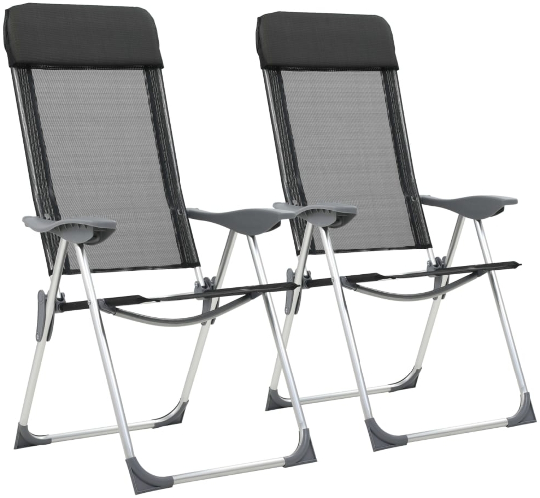 vidaXL Klappbare Campingstühle 2 Stk. Aluminium Schwarz 44305 Bild 1