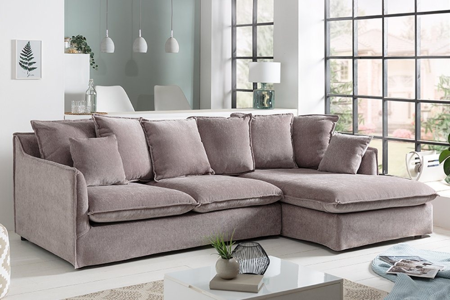 riess-ambiente Ecksofa HEAVEN 255cm taupe, Einzelartikel 1 Teile, Couch · L-Form rechts · Wohnzimmer · Samt · Federkern · Landhaus Bild 1