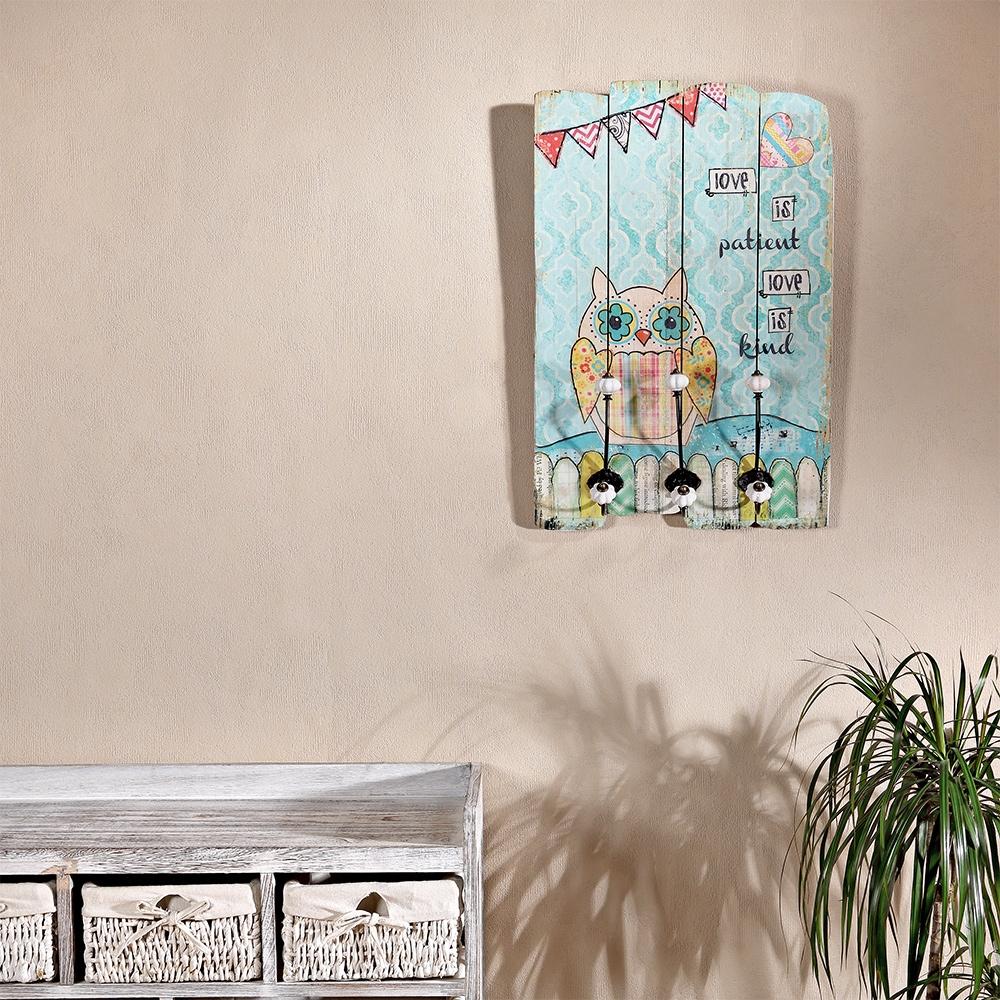 40x60 cm Flurgarderobe + Motiv Eule Paneel Hängegarderobe Garderobenleiste NEU Bild 1