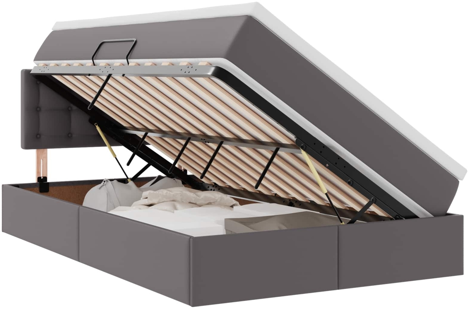 vidaXL Bett mit LED-Lichtleisten mit Kopfteil Grau 120 x 200 cm PVC 3371027 Bild 1