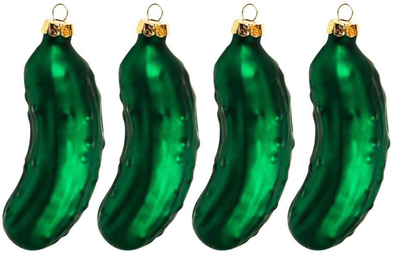 4er Set Gurke Weihnachtskugel Christbaumschmuck Glas Ø 3cm L 9,2cm Grün Bild 1