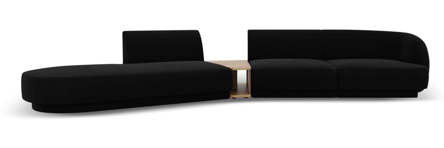 Micadoni Modulares Sofa Miley 4-Sitzer mit 1 Armlehne Links Samtstoff Schwarz Bild 1