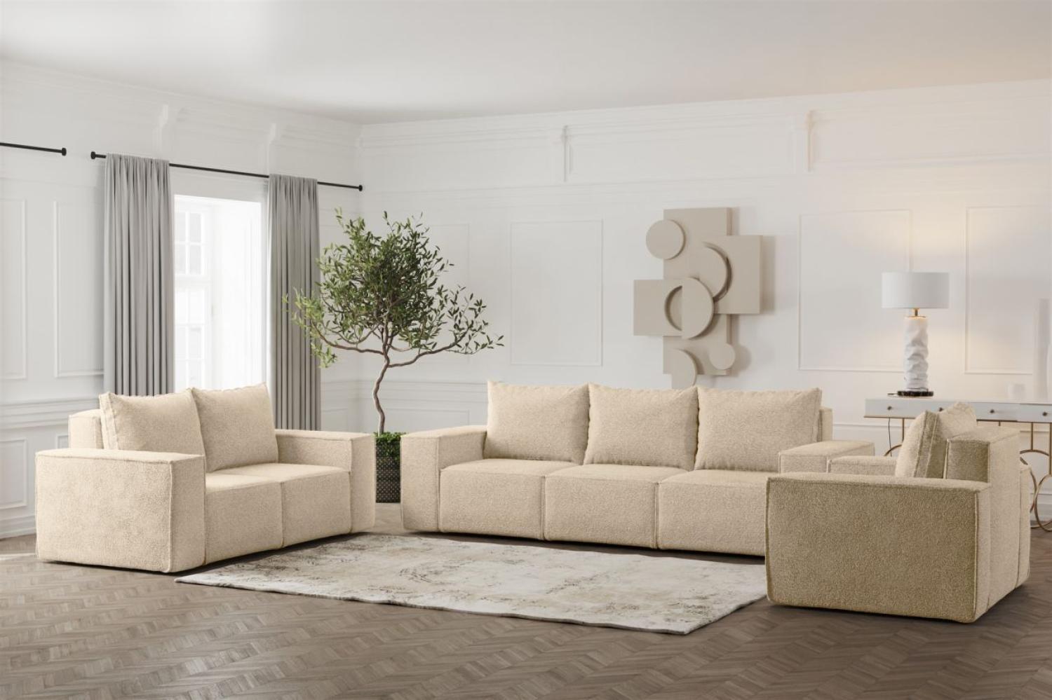 Sofaset Designersofa ESTELLE 3-2-1 in Stoff Abriamo Beige Bild 1