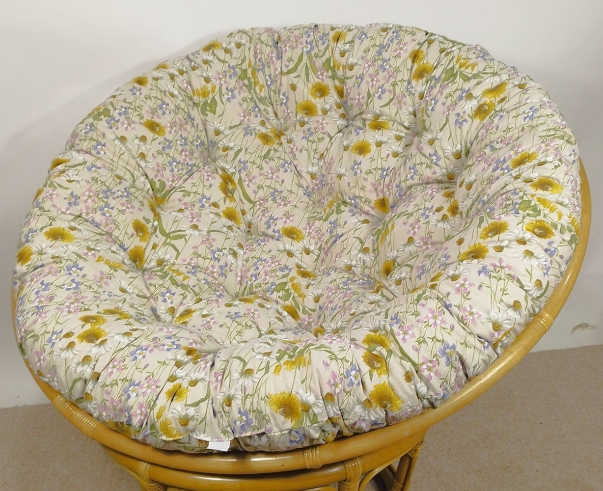Rattani Polsterauflage Polster Kissen Auflage für Rattan Papasansessel Mirha Leinen, Stoff Mirha Leinen Motiv Blumenwiese Bild 1