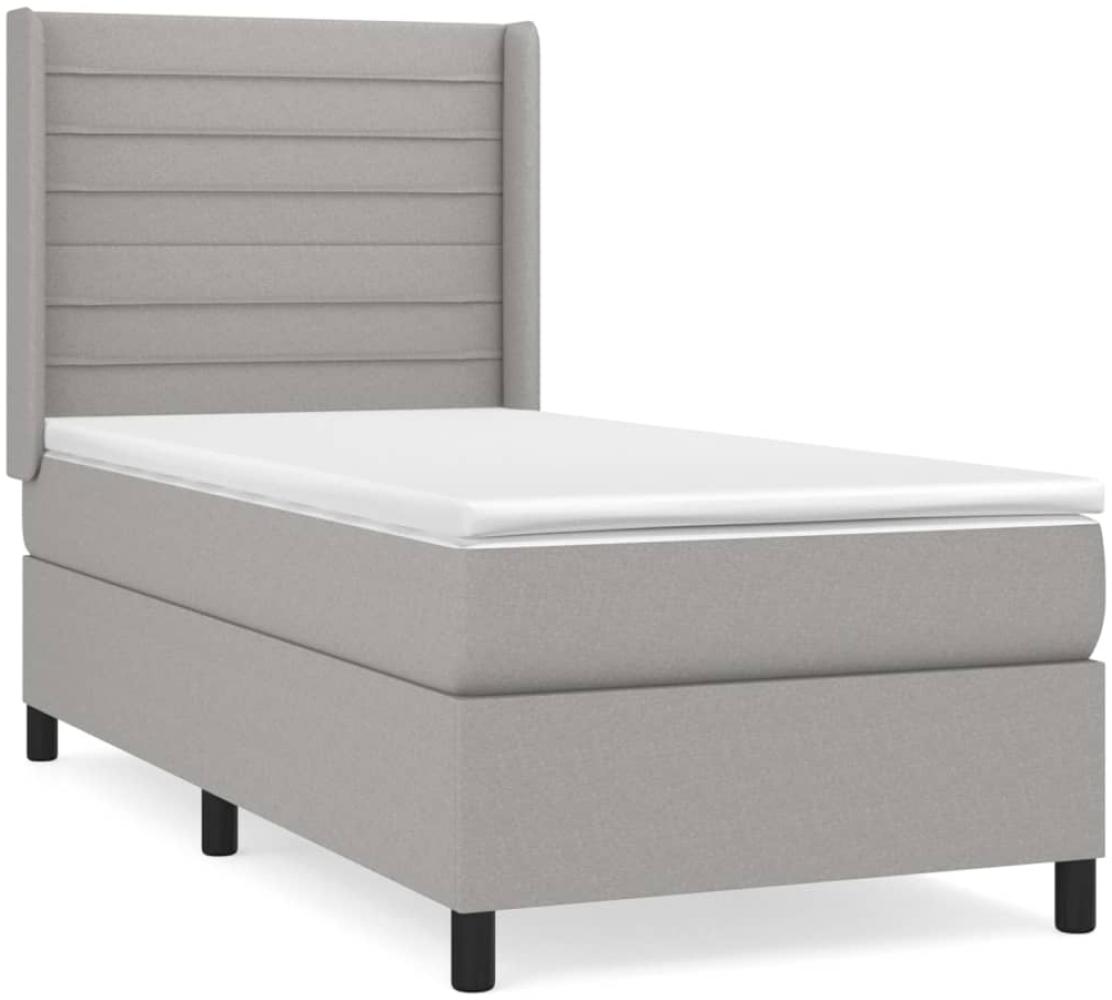 vidaXL Boxspringbett mit Matratze Hellgrau 90x190 cm Stoff 3131473 Bild 1