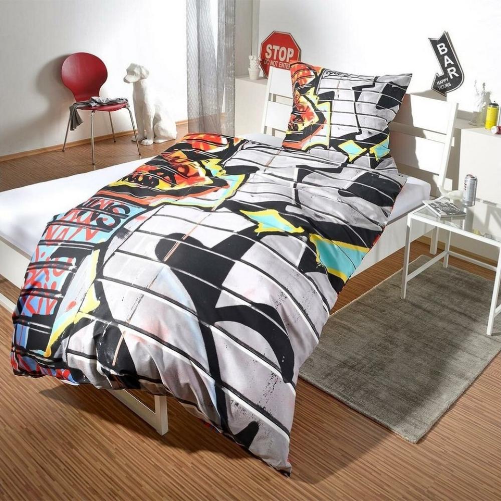 BETTWARENSHOP Bettwäsche Graffiti, Renforce, 2 teilig, mega coole bunte Jugendzimmer Bettwäsche Bild 1