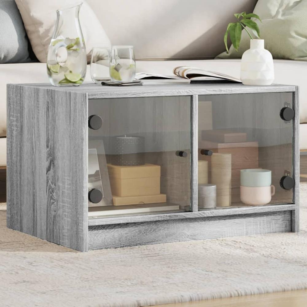 vidaXL Couchtisch mit Glastüren Grau Sonoma 68x50x42 cm 836369 Bild 1