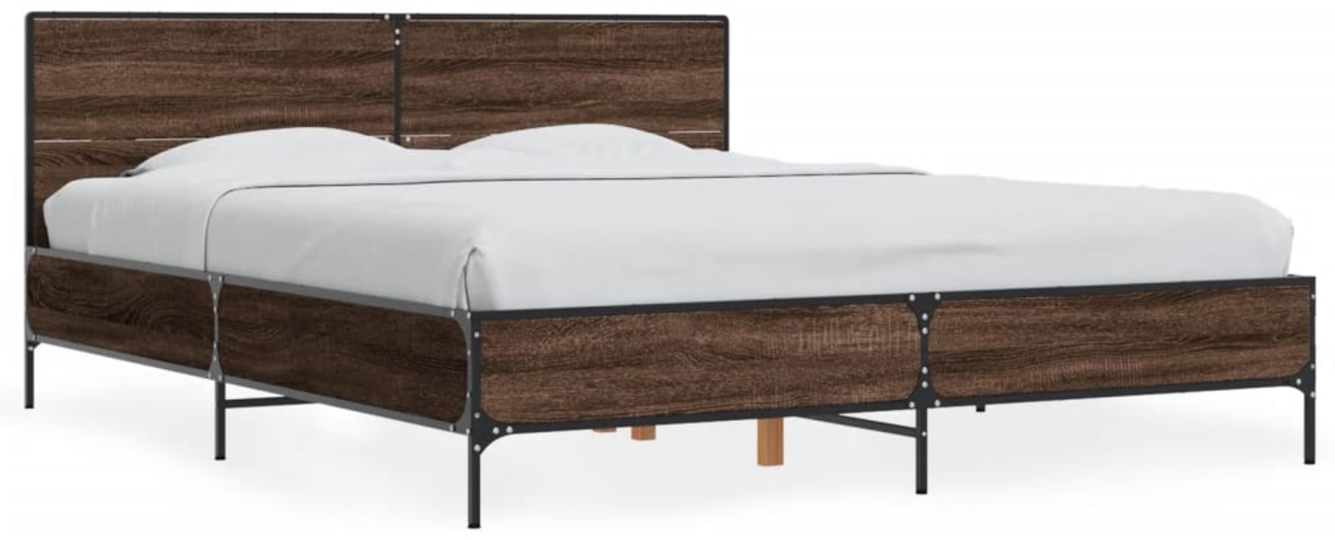 vidaXL Bettgestell Braun Eichen-Optik 150x200 cm Holzwerkstoff Metall 3280006 Bild 1