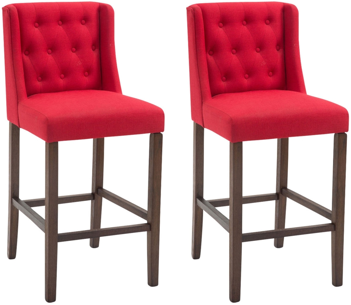 CLP 2er Set Barhocker Cassandra Stoff mit gestepptem Bezug,rot antik-dunkel Bild 1