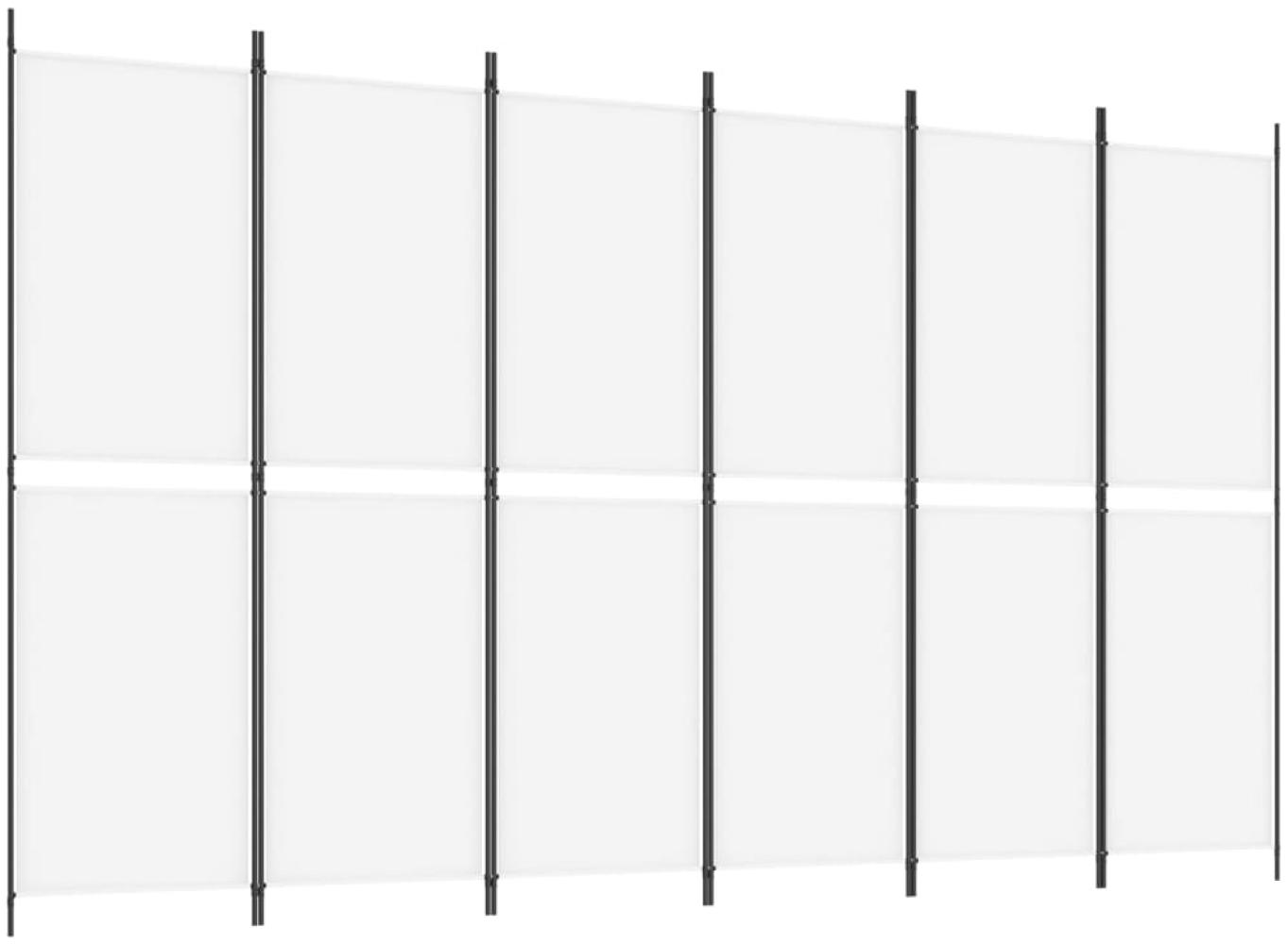 6-tlg. Paravent Weiß 300x180 cm Stoff Bild 1