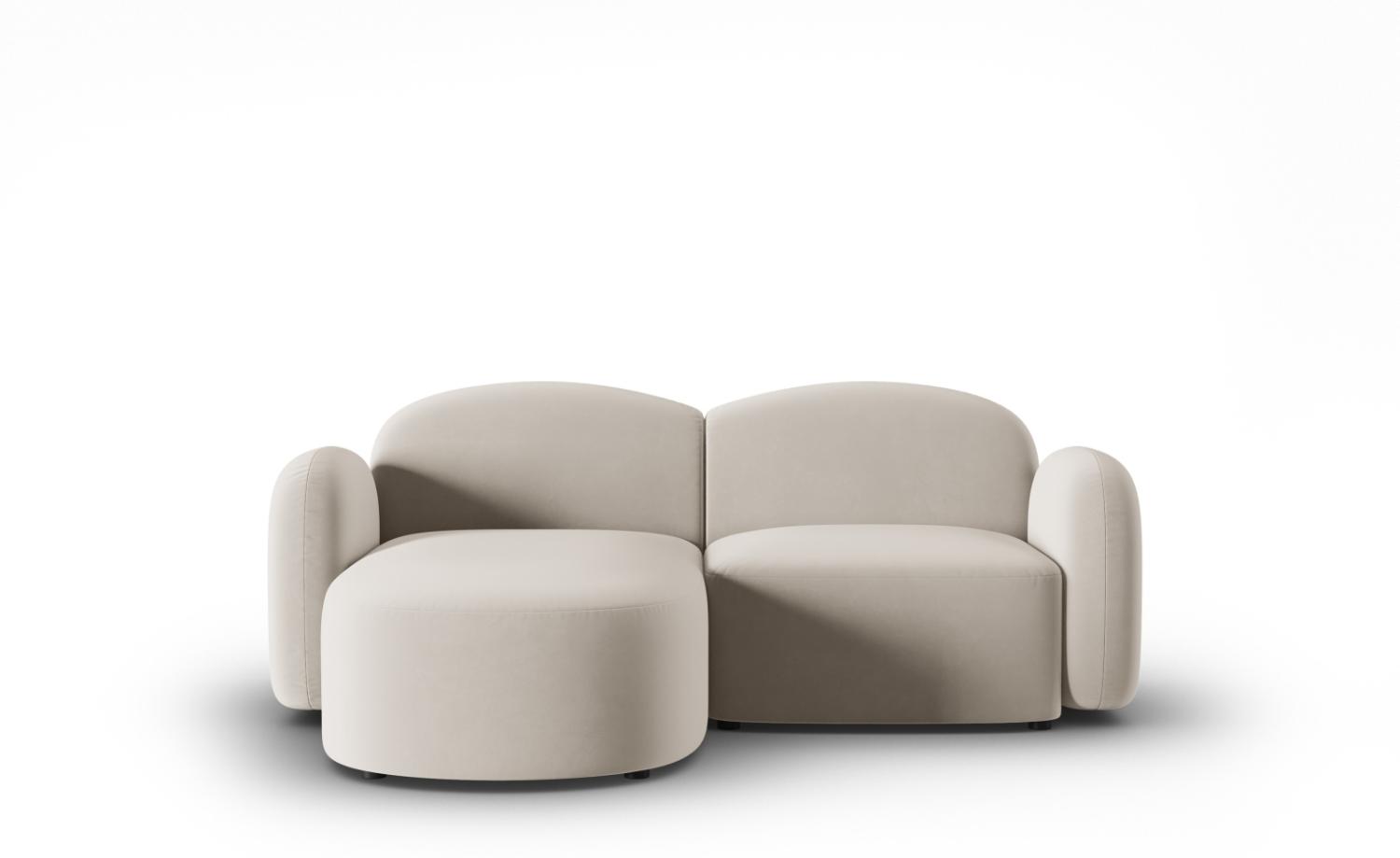 Micadoni Ecksofa Blair 3-Sitzer Links Samtstoff Hellbeige Bild 1