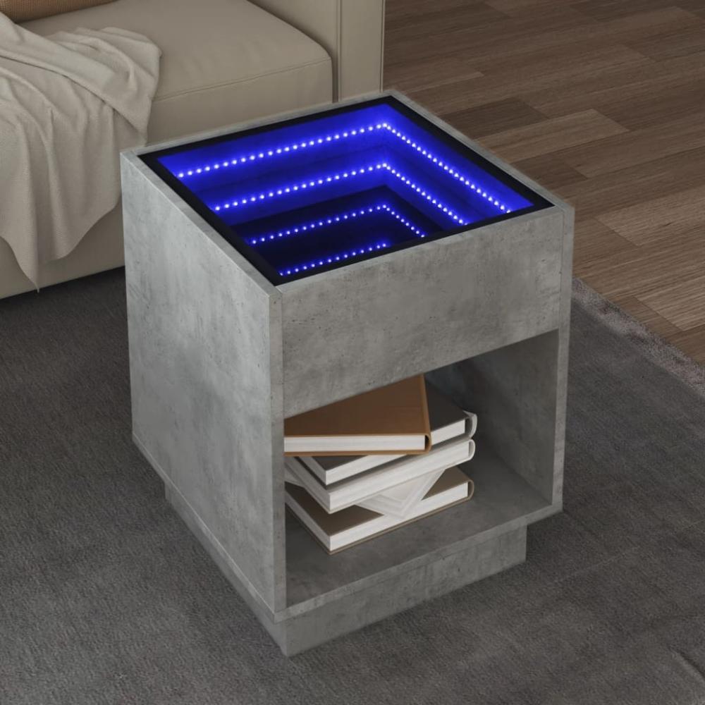 vidaXL Couchtisch mit Infinity-LED Betongrau 40x40x50 cm 847647 Bild 1