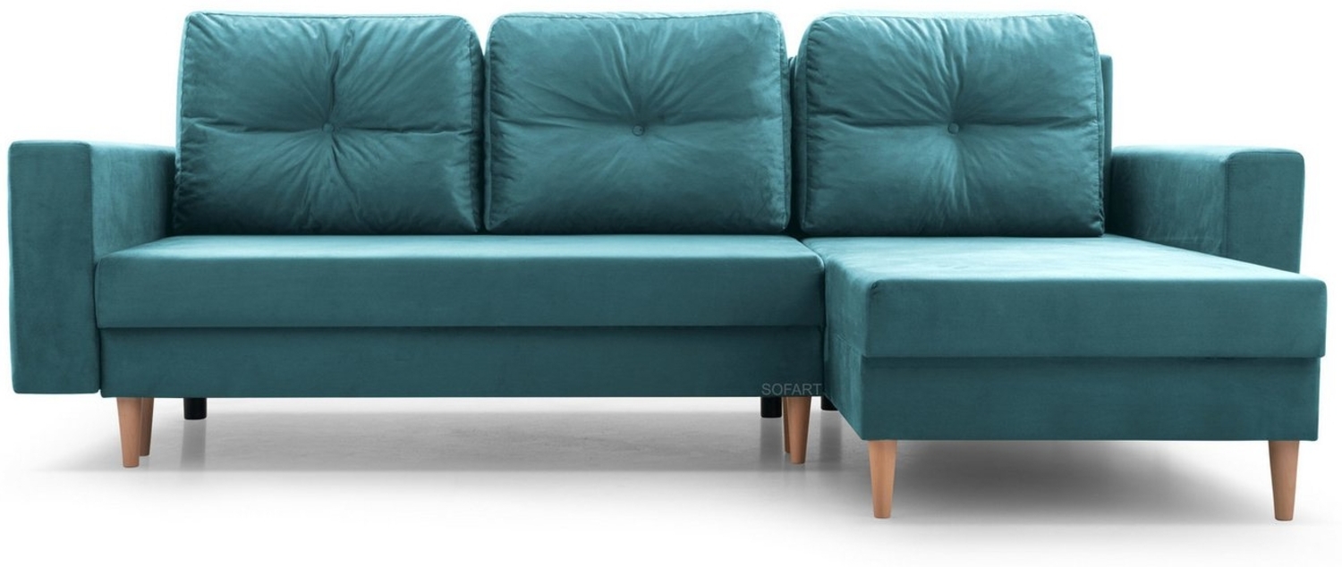 MOEBLO Ecksofa CARL, Ottomane Links als auch rechts montierbar Couch für Wohnzimmer, Schlafsofa Sofagarnitur Sofa Eckcouch L-Form Wohnlandschaft, mit Bettkasten und Schlaffunktion Bild 1