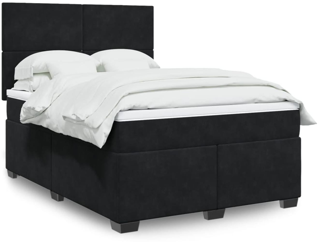 vidaXL Boxspringbett mit Matratze Schwarz 140x190 cm Samt 3290902 Bild 1