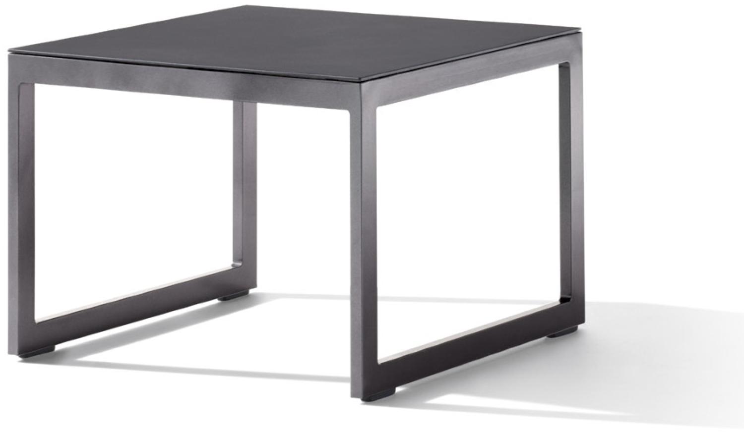 Sieger 602/G Loungetisch mit lackierter Glasplatte, Aluminium Eisengrau 60 x 44 x 60 cm Bild 1