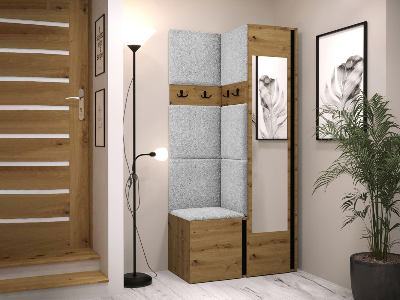 Garderoben-Set Monati XXV (Farbe: Eiche Artisan / Schwarz, Abriamo 06) Bild 1