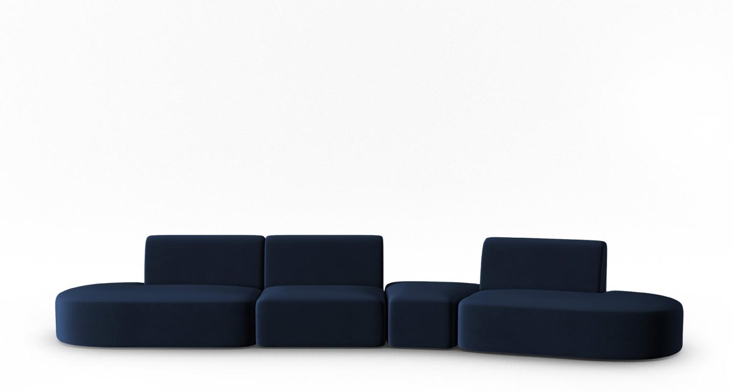 Micadoni Modulares Sofa Shane 6-Sitzer Rechts Samtstoff Königsblau Bild 1