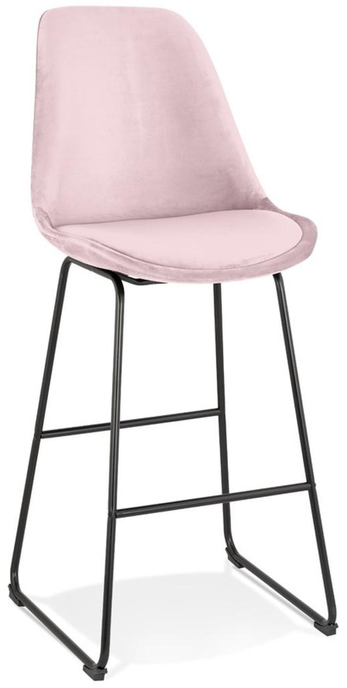 Kadima Design Hochstuhl Velours | 77 cm | Glamourös Metallbeine | Rosa | Tresenhocker Bild 1