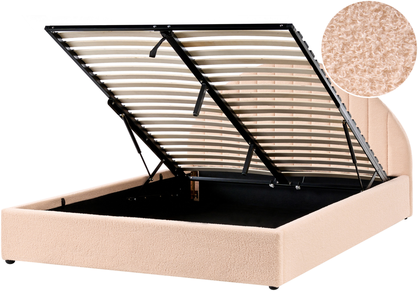 Bett mit Stauraum Bouclé CHADENET 160 x 200 cm Pfirsichrosa Bild 1